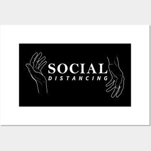 Social Distancing with Hand Line Art T-Shirt Posters and Art